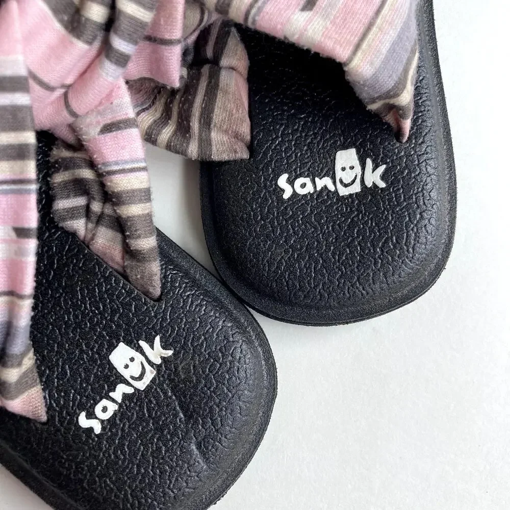 Sanuk Kids Yoga Sling Sandals - Pink Stripes - 9-10